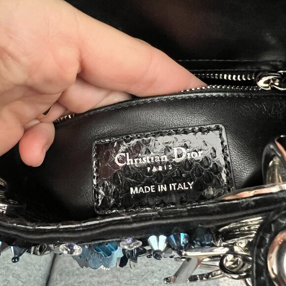 Dior Mini Lady Dior Python Limited Edition beaded swarovski bag - Picture 13 of 16